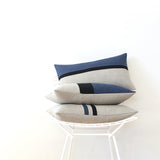 Horizon Line Pillow - Sienna, Navy Blue and Natural Linen