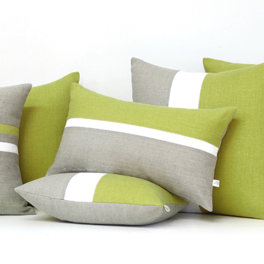 Horizon Line Pillow - Linden, Cream and Natural