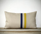 Striped Pillow - Mustard/Navy/Natural