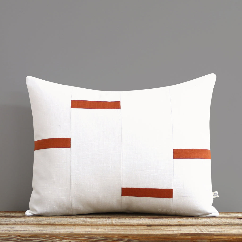 Interconnection Pillow - Burnt Orange and Cream