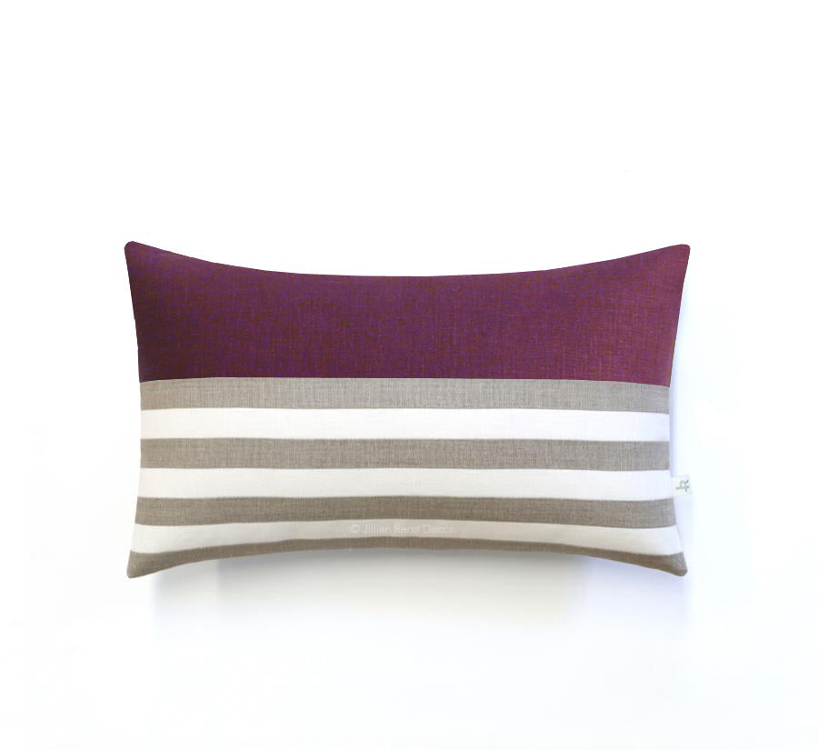 Breton Stripe Pillow - Amethyst, Cream and Natural