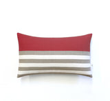 Breton Stripe Lumbar Pillow - Natural, Cream and Marsala