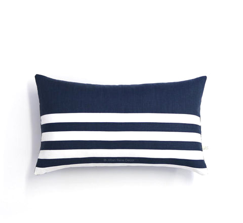 Breton Stripe Lumbar Pillow - Navy and Cream