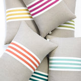 Banded Stripe Pillow - Sangria, Cream and Natural