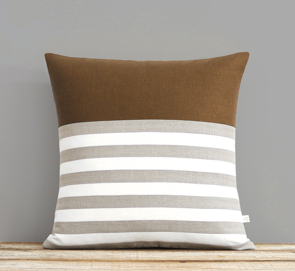 Breton Stripe Pillow - Caramel, Cream and Natural