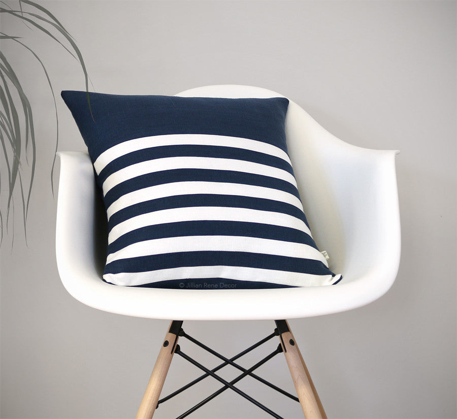 Breton Stripe Pillow in Navy by Jillian Rene Decor