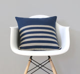 Rugby Stripe Pillow - Navy and Natural