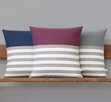 Breton Stripe Pillow - Amethyst, Cream and Natural