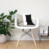 Colorblock Pillow Cover - Black, Cream and Natural Linen