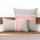 Banded Stripe Pillow - Orange, Cream and Natural