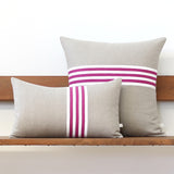 Banded Stripe Pillow - Sangria, Cream and Natural