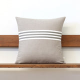 Banded Stripe Pillow - Stone, Cream and Natural