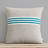 Banded Stripe Pillow - Biscay, Cream and Natural