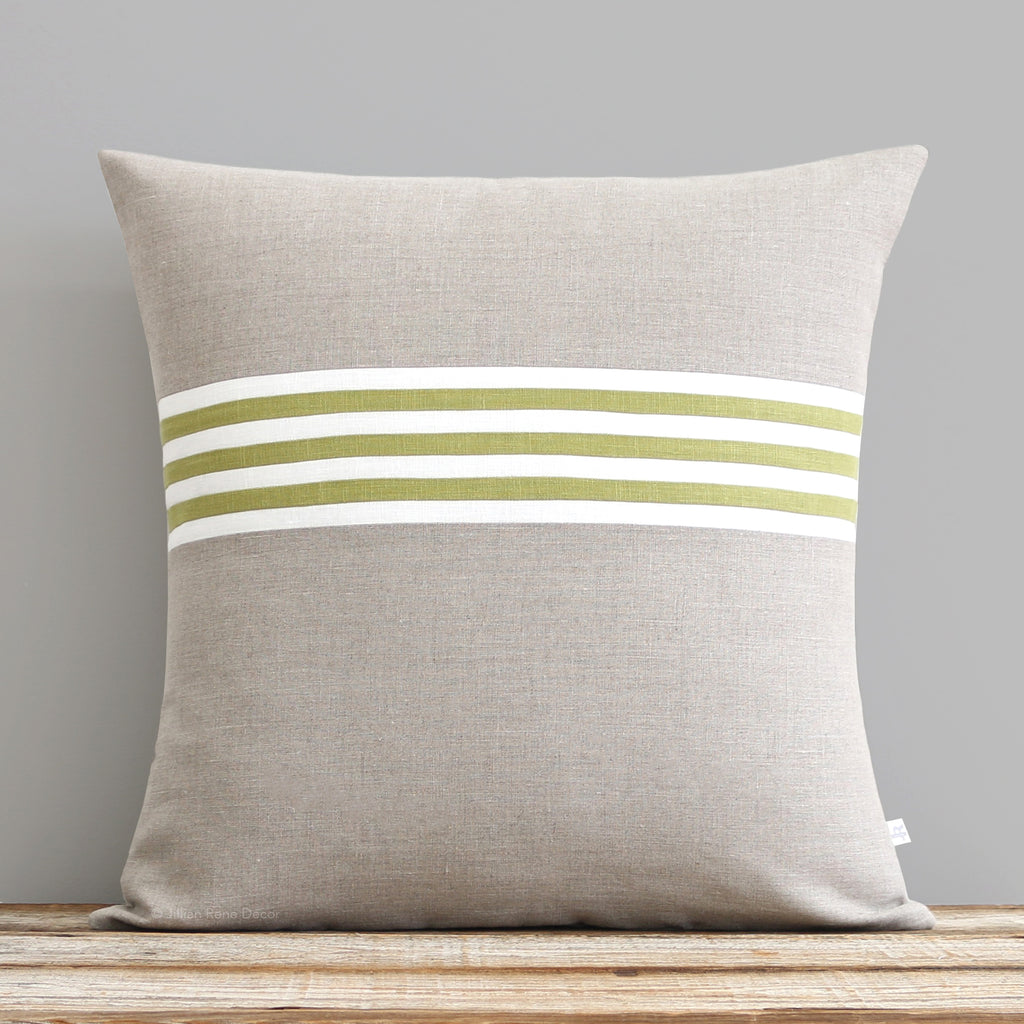 Banded Stripe Pillow - Linden, Cream and Natural