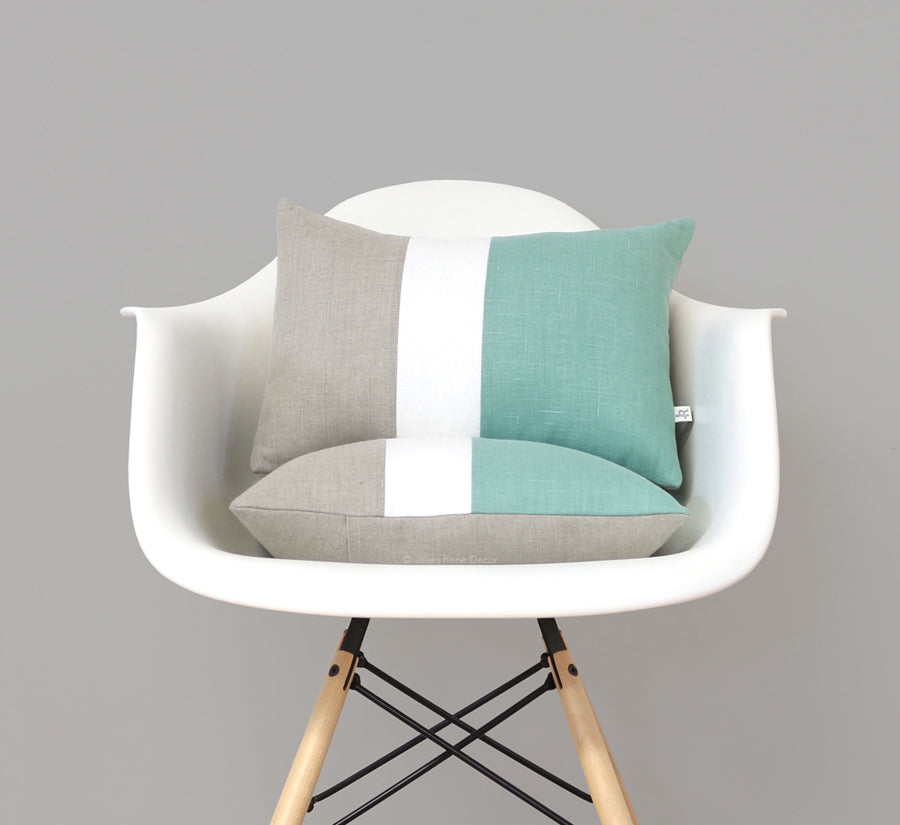 Aqua Colorblock Pillow Cover