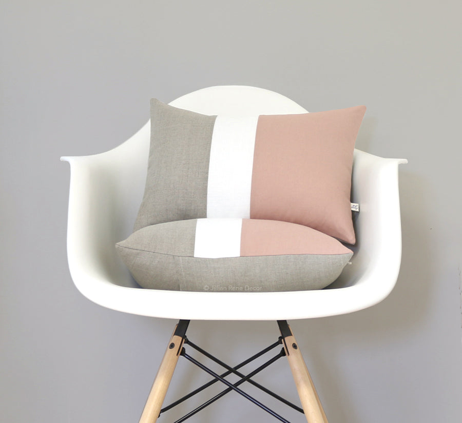 Blush Colorblock Pillow Cover