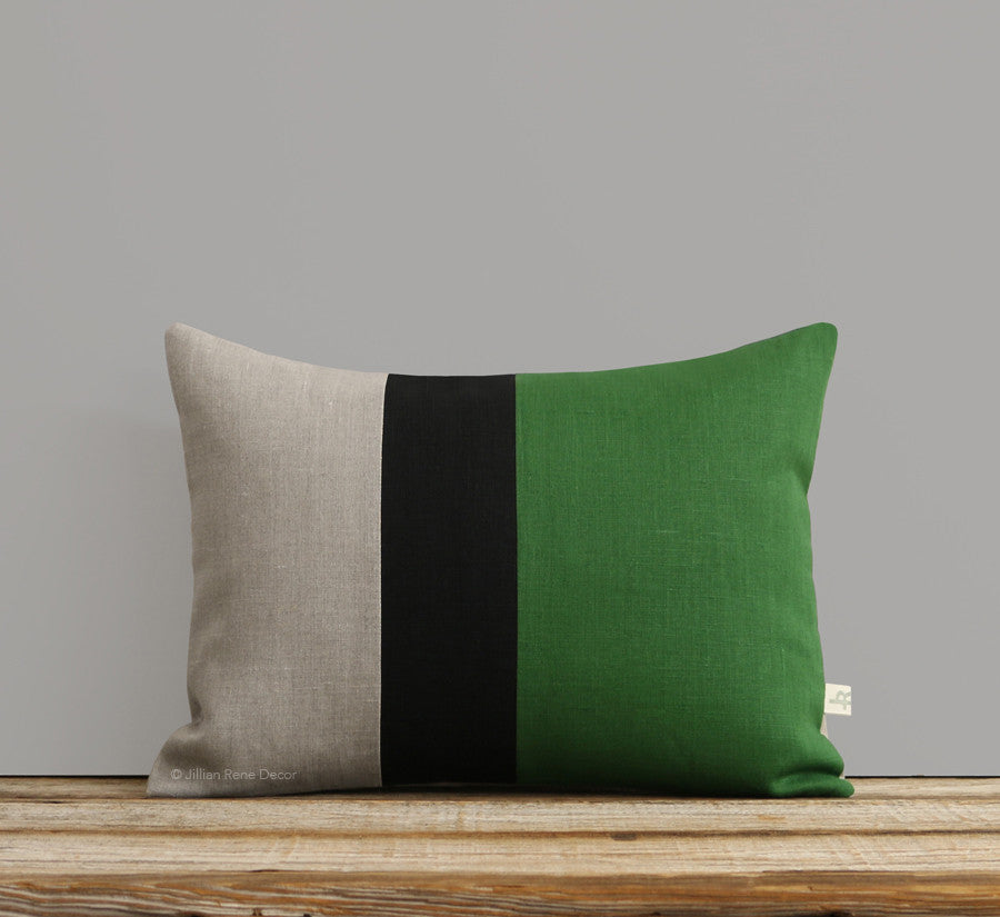 Colorblock Pillow - Meadow/Black/Natural