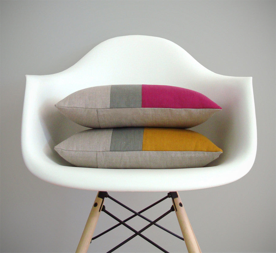 Colorblock Pillow - Raspberry or Marigold