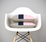 Rose Quartz Colorblock Pillow Set of 2 with Navy Stripe
