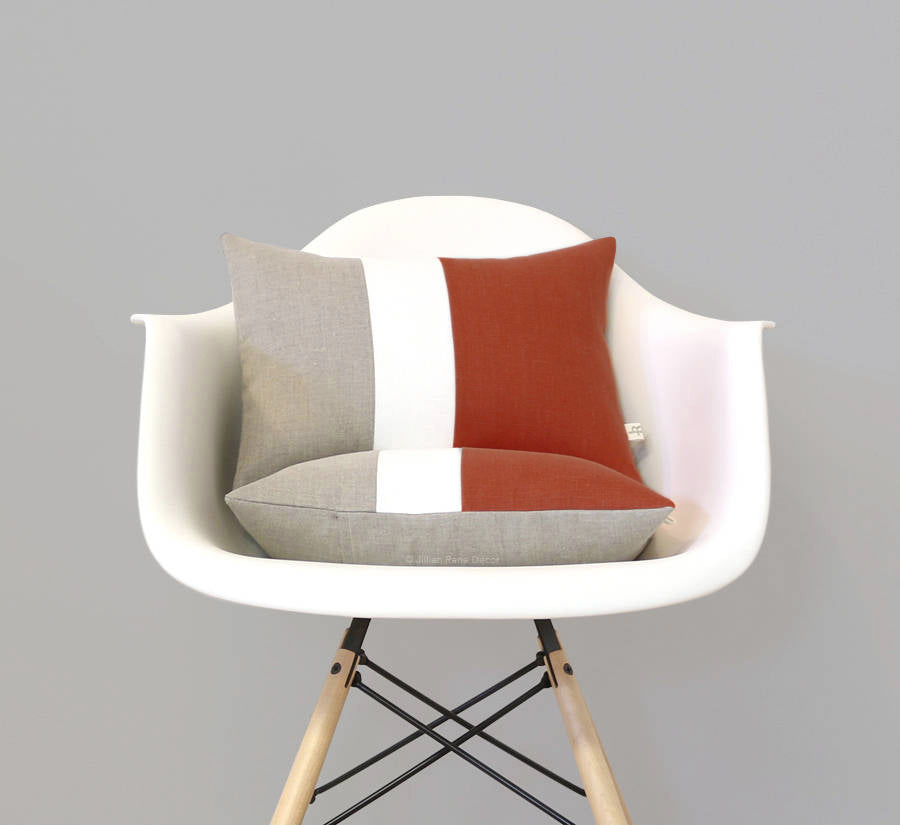 Colorblock Pillow - Rust/Cream/Natural