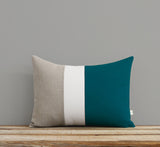 Colorblock Pillow - Teal/Cream/Natural