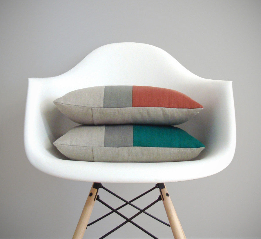 Colorblock Pillow - Sienna or Biscay Bay