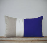 Colorblock Pillow - Cobalt/Cream/Natural