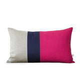 Colorblock Pillow - Hot Pink/Navy/Natural