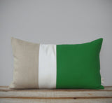 Colorblock Pillow - Kelly/Cream/Natural