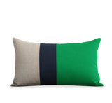 Colorblock Pillow - Kelly, Navy and Natural