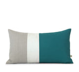 Colorblock Pillow - Teal/Cream/Natural