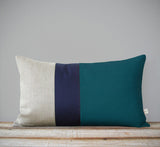 Colorblock Pillow - Teal, Navy and Natural