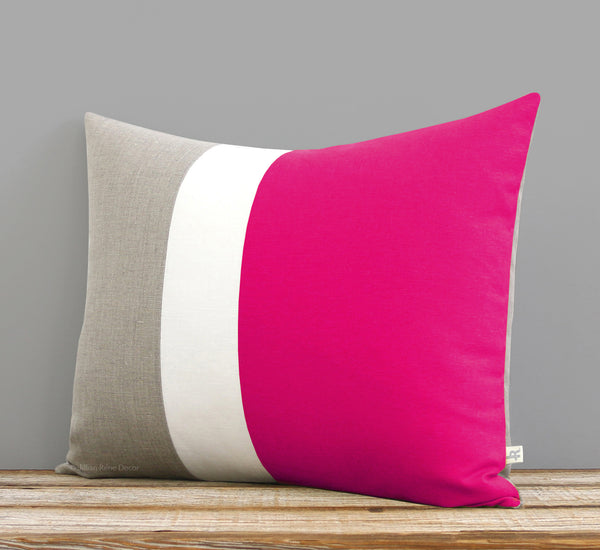 Hot Pink Colorblock Pillow by Jillian Rene Decor