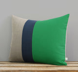 Colorblock Pillow - Kelly, Navy and Natural