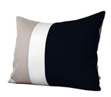 Black and Cream Colorblock Pillow (14x35)