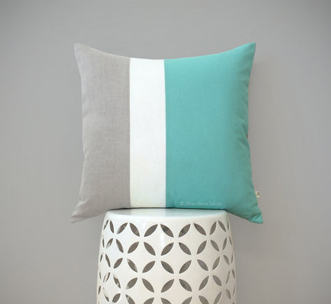 Colorblock Pillow - Mint/Cream/Natural