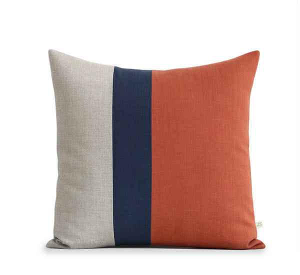 Colorblock Pillow - Sienna, Navy and Natural