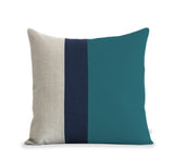 Colorblock Pillow - Teal, Navy and Natural