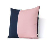 Rose Quartz and Navy Colorblock Pillow