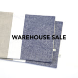 WAREHOUSE SALE 12x16 Chambray Colorblock Pillow Cover with Cream Stripe