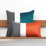 Silk Colorblock Pillow - Deep Teal