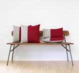 Two Tone Colorblock Pillow - Natural and Crimson