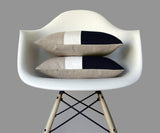 Black and Cream Colorblock Pillow (14x35)