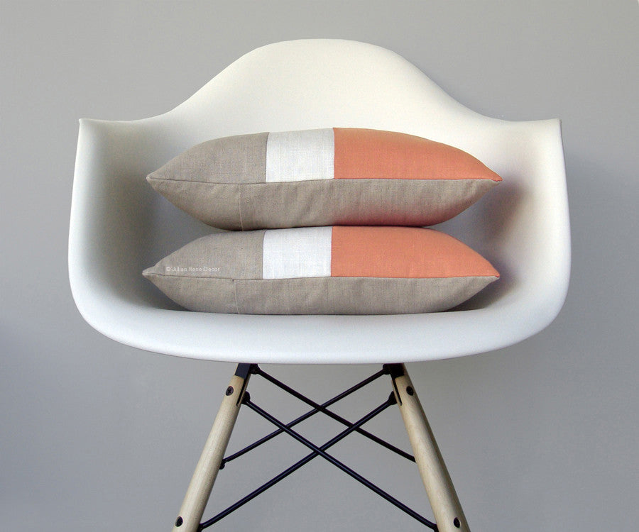 Colorblock Pillow - Cantaloupe/Cream/Natural