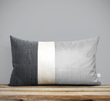 Silk Colorblock Pillow - Silver