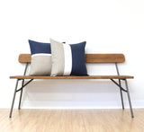 Horizon Line Pillow - Navy, Cream and Natural Linen