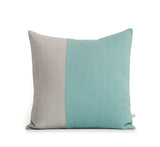 Two Tone Colorblock Pillow - Natural and Aqua