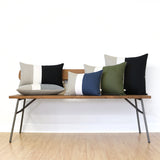 Colorblock Pillow - Olive Green, Navy and Natural