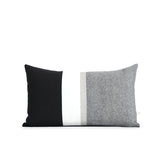 Black Chambray Pillow with Metallic Silver Stripe