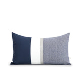 Navy Chambray Pillow with Metallic Silver Stripe